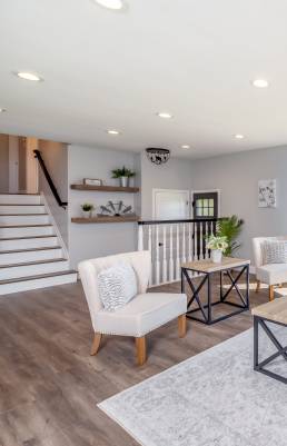 house with wooden floors and grey walls